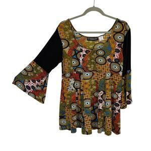 The Pyramid Collection Tunic Large Scoopneck Colorful Artsy Pattern Bohemian